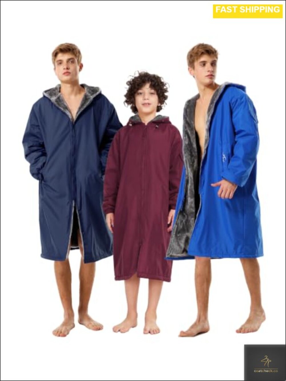 Unisex Faux Fur Waterproof Swim Parka Hooded Long Oversized Anorak